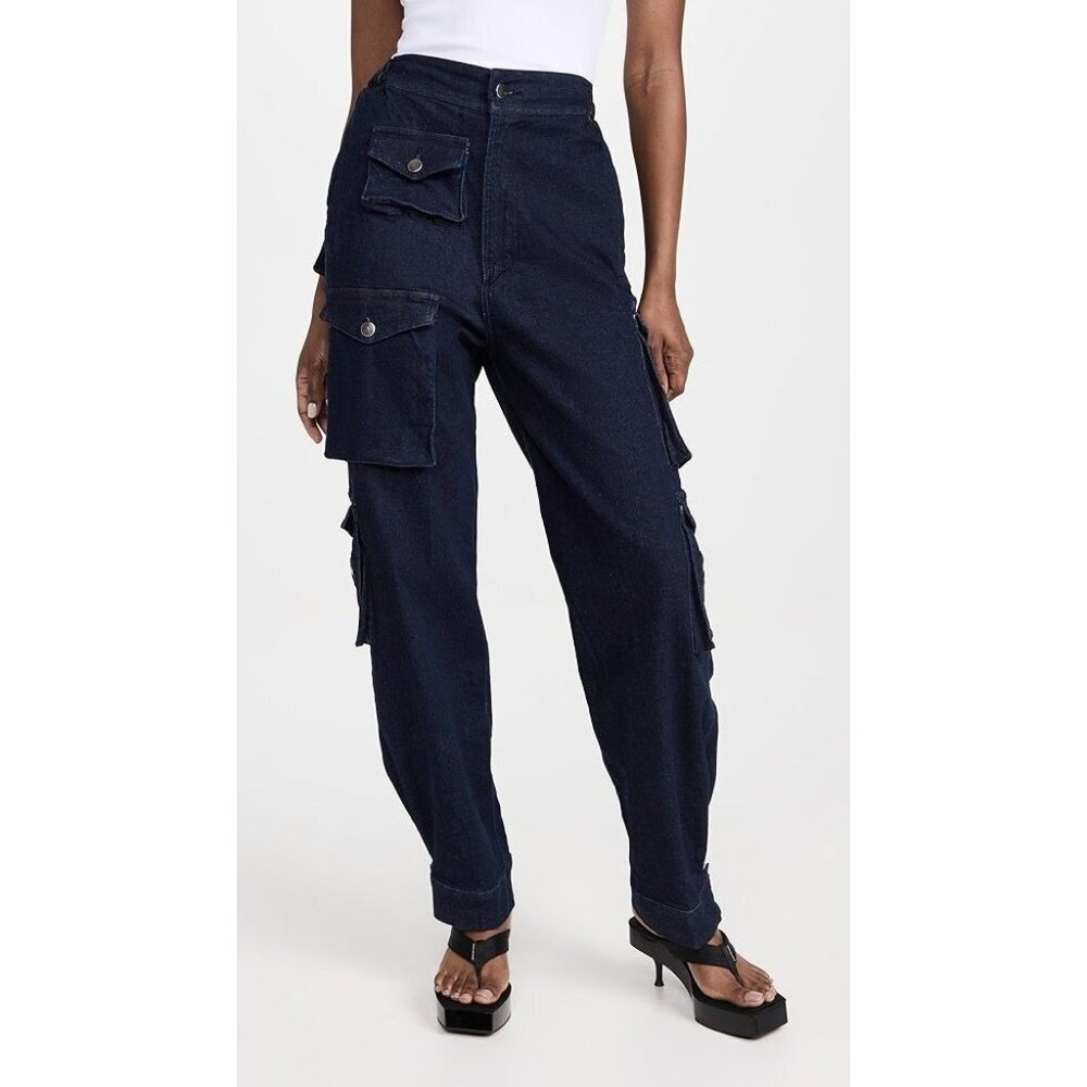 NWT EB Denim Dark Wash Cargo Jeans Size S Small in Rinse